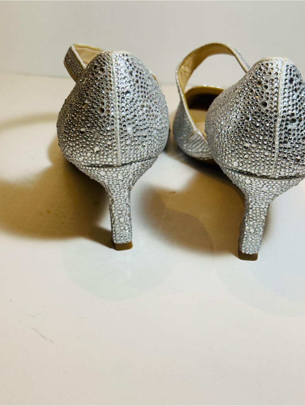 Alex Marie Rhinestone D’Orsay Heels Silver Crystal Pointed Toe Pumps 8M - Picture 4 of 7
